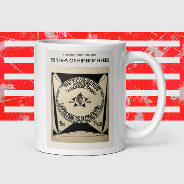 50 YEARS OF HIP-HOP FLYER White glossy mug