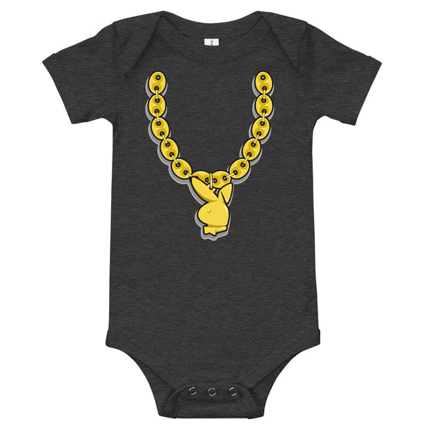 "Playboy Chain" (Dark) Baby short sleeve one piece