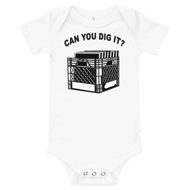 "Can You Dig It" (White) Baby short sleeve one piece
