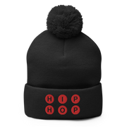 HIP HOP Embroidered Pom-Pom Beanie (Red)