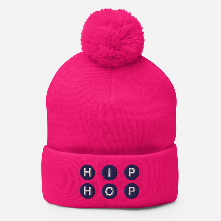 HIP-HOP Embroidered Pom-Pom Beanie (Purple)