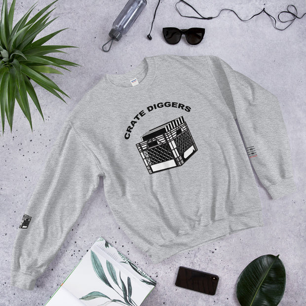 Crate Diggers (White & Grays) Unisex Sweatshirt