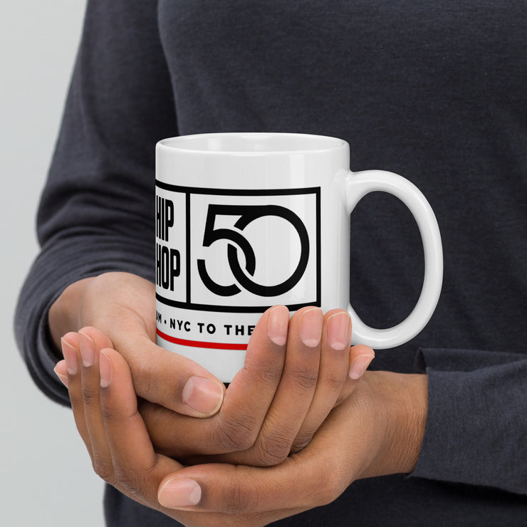 50th Anniversary UHHM White glossy mug